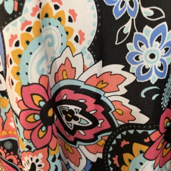 Josie Natori ladies Med Multicolor Comfort Muumuu Style Cold-Shoulder soft Top - Picture 6 of 15